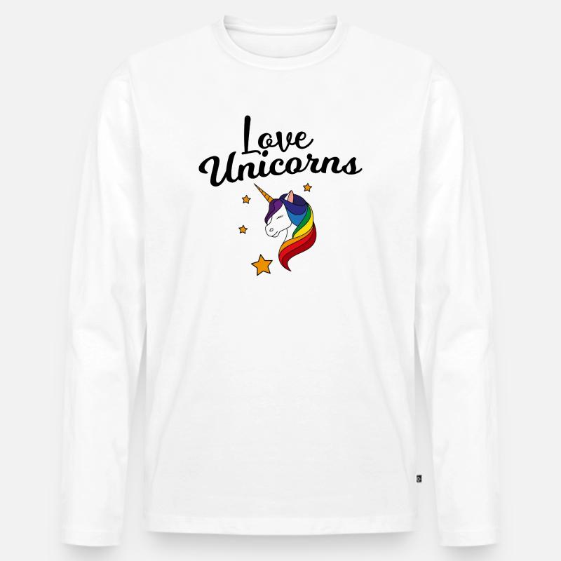 Regenbogen Einhorn Sternenzauber - Männer Premium Bio Langarmshirt - Weiß