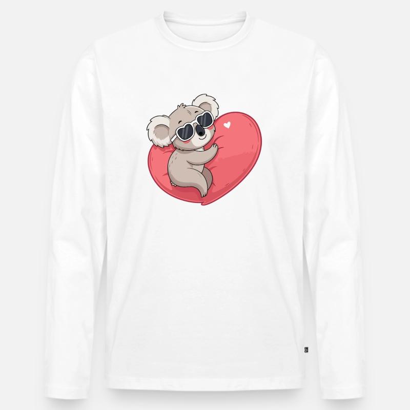 Koala-Lächelndes Herz - Männer Premium Bio Langarmshirt - Weiß