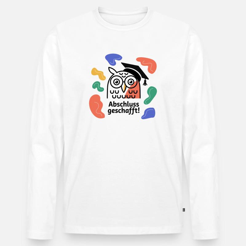 Abschluss-Eule Abstract Organic - Männer Premium Bio Langarmshirt - Weiß