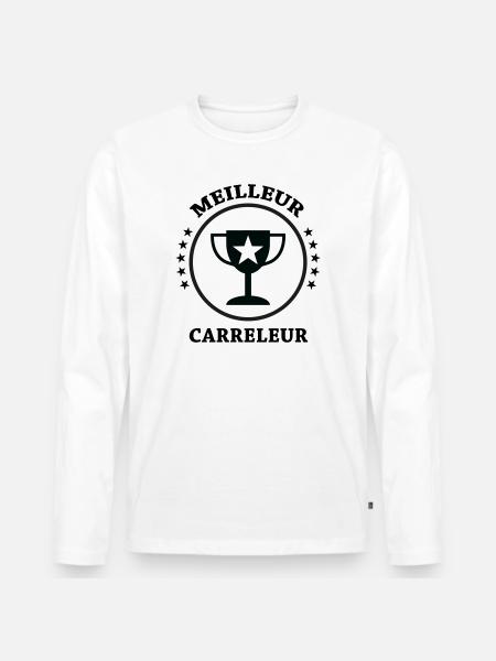 Best Tiler - Men's Premium Organic Long Sleeve Shirt - white
