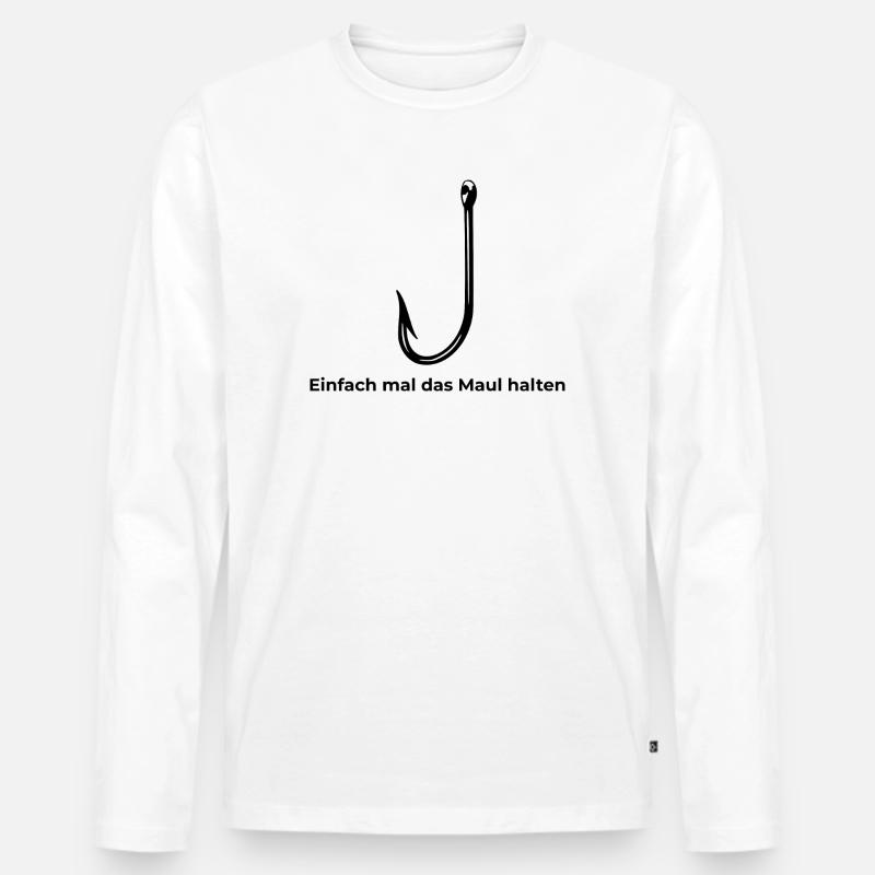Angelhacken "Einfach mal das Maul halten" - Männer Premium Bio Langarmshirt - Weiß