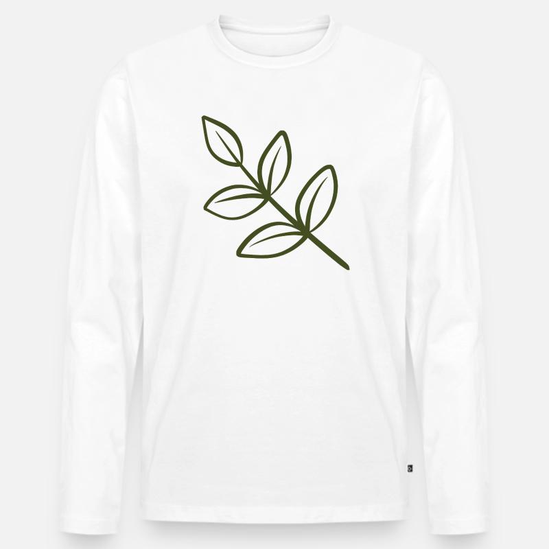 Blattlinienkunst - Männer Premium Bio Langarmshirt - Weiß