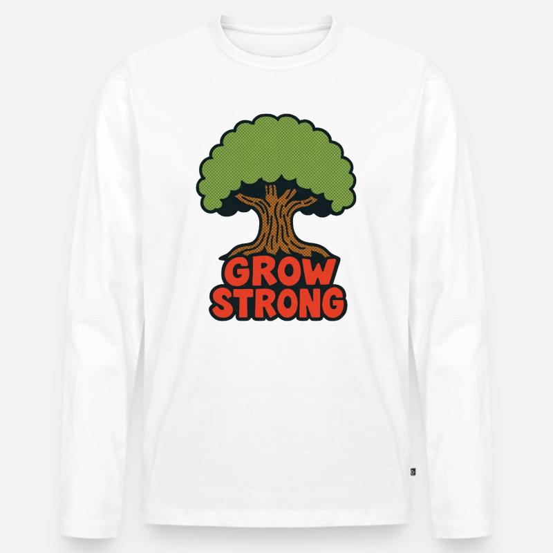 Grow Strong Tree Retro-Logo - Männer Premium Bio Langarmshirt - Weiß