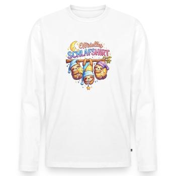 Offizielles Schlafshirt: Drei süße Faultiere - Männer Premium Bio Langarmshirt - Weiß - Vorne - Nico (187cm)