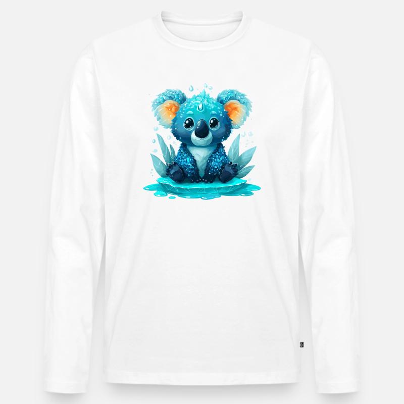 Kobalter Koala Wasserwelt - Männer Premium Bio Langarmshirt - Weiß