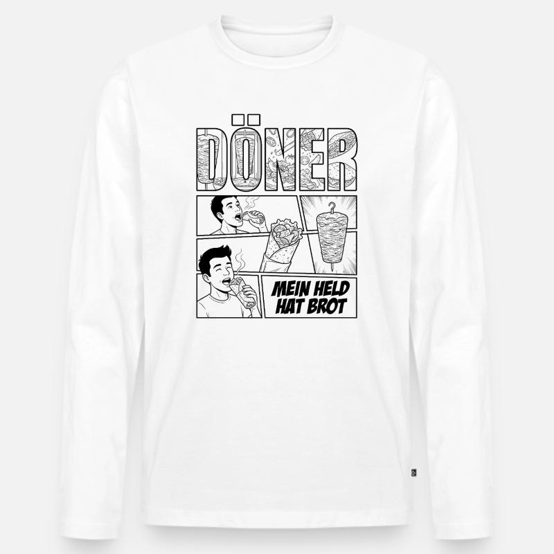 Döner Held – Comic - Männer Premium Bio Langarmshirt - Weiß
