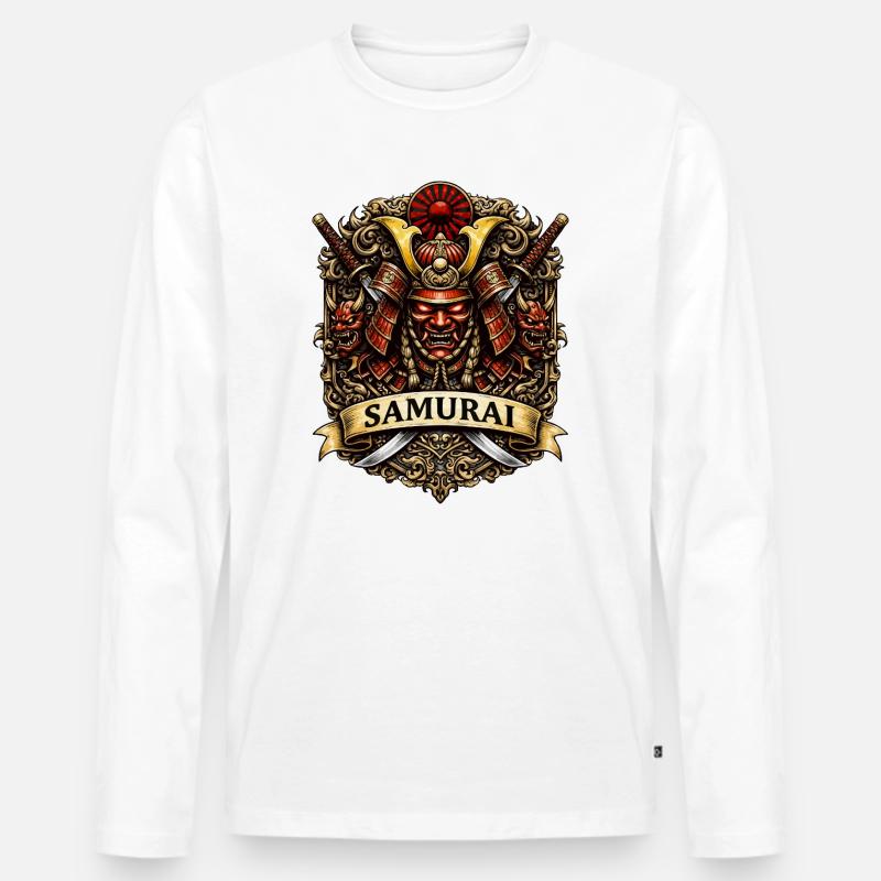 Samurai Wappen Kriegerkunst - Männer Premium Bio Langarmshirt - Weiß