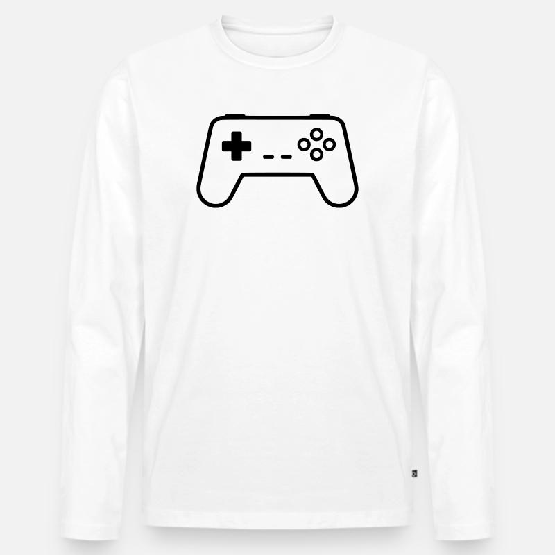 Gamepad Controller Outline Gaming Vektor - Männer Premium Bio Langarmshirt - Weiß
