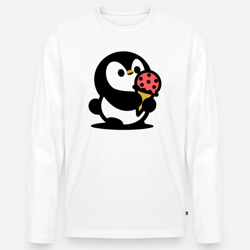 Petit manchot avec de la glace - T-shirt manches longues Premium bio Homme - blanc