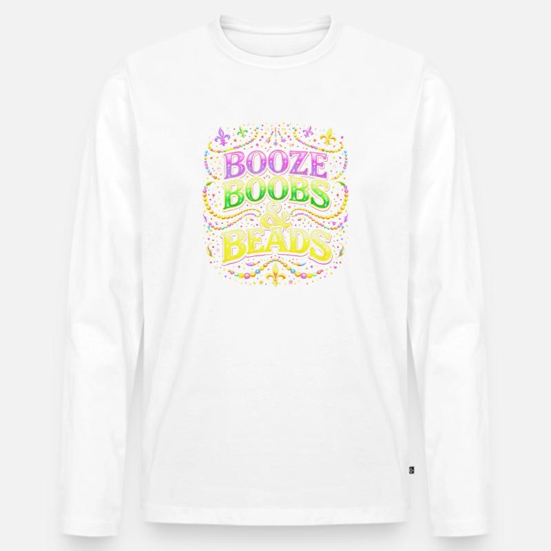 Booze Beads & Beads Design - Männer Premium Bio Langarmshirt - Weiß