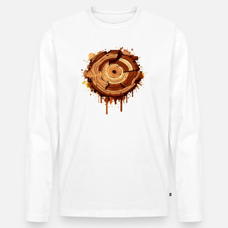 Baumscheibe im Graffiti Stil mit Farbklecksen  - Männer Premium Bio Langarmshirt - Weiß