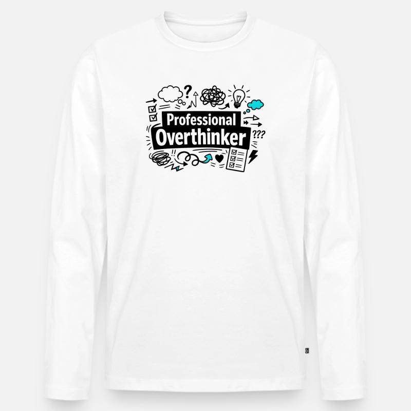 professional Overthinker - Männer Premium Bio Langarmshirt - Weiß