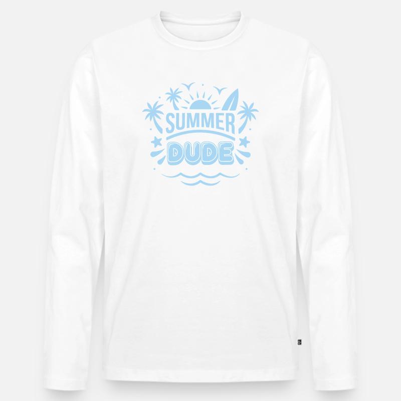 Sommer Dude Surf Logo - Männer Premium Bio Langarmshirt - Weiß