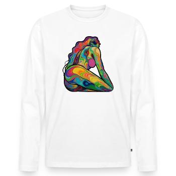 Silhouette colorée nue en tourbillons - T-shirt manches longues Premium bio Homme - blanc - Devant - Nico (187cm)