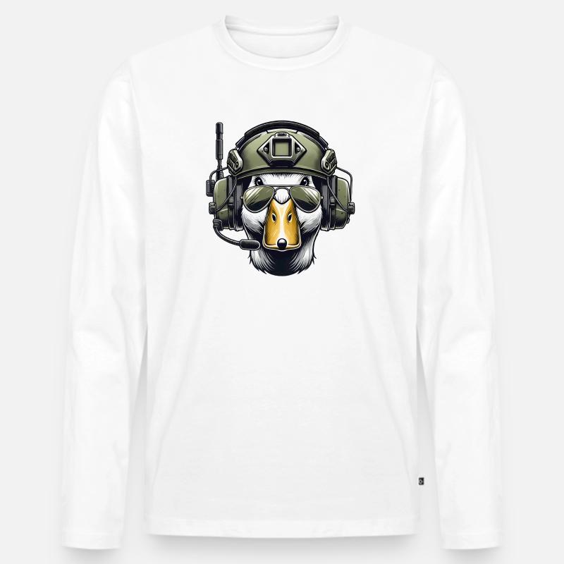 Taktische Ente mit Headset - Männer Premium Bio Langarmshirt - Weiß