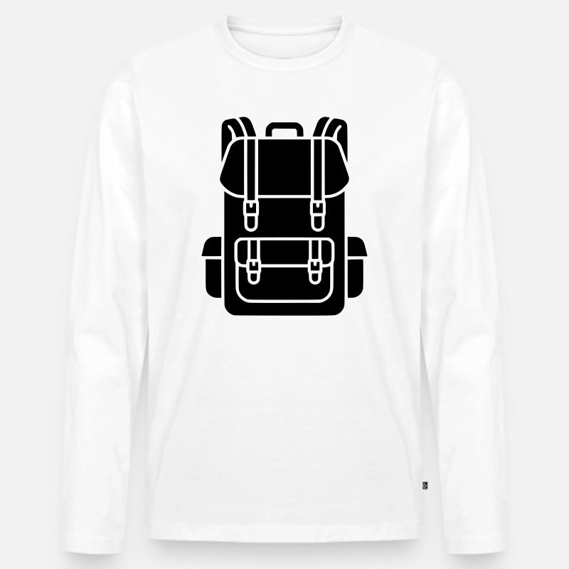 Wanderrucksack Trekking Gear - Männer Premium Bio Langarmshirt - Weiß