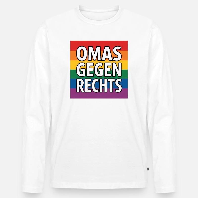 Omas gegen Rechts - Antifa Regenbogen Tee - Männer Premium Bio Langarmshirt - Weiß