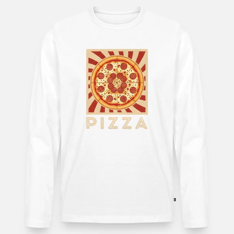 Pizza Pop Art Retro Slice - Männer Premium Bio Langarmshirt - Weiß