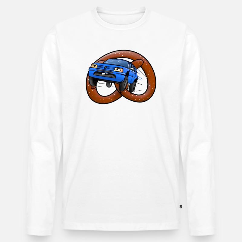 Brezeln auf Rädern - Männer Premium Bio Langarmshirt - Weiß