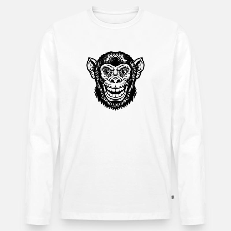 Affenkopf - Männer Premium Bio Langarmshirt - Weiß