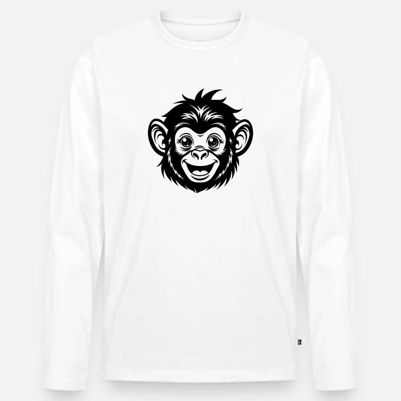 Affengesicht - Männer Premium Bio Langarmshirt - Weiß