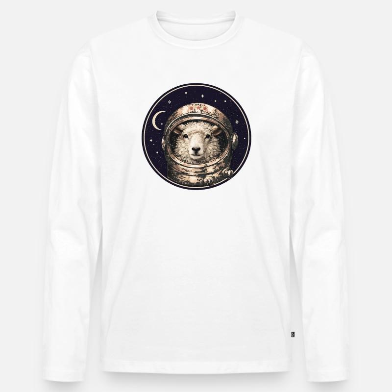 Astronautenschaf im Orbit - Männer Premium Bio Langarmshirt - Weiß