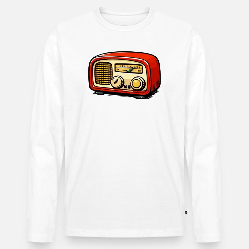 Rotes Retroradio Illustration - Männer Premium Bio Langarmshirt - Weiß