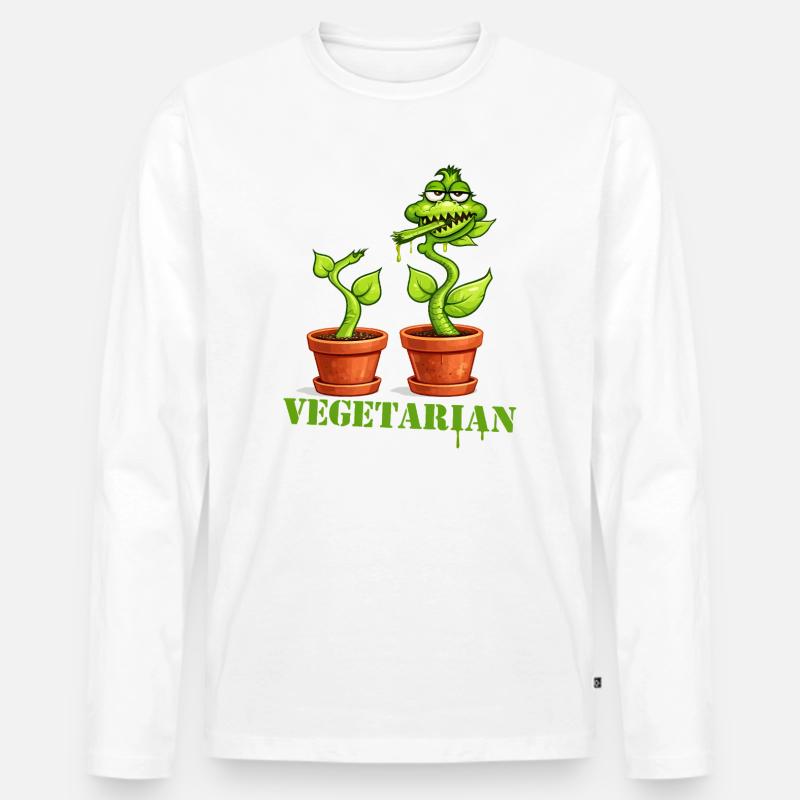 Vegetarische Fleischfressende Pflanze Cartoon - Männer Premium Bio Langarmshirt - Weiß