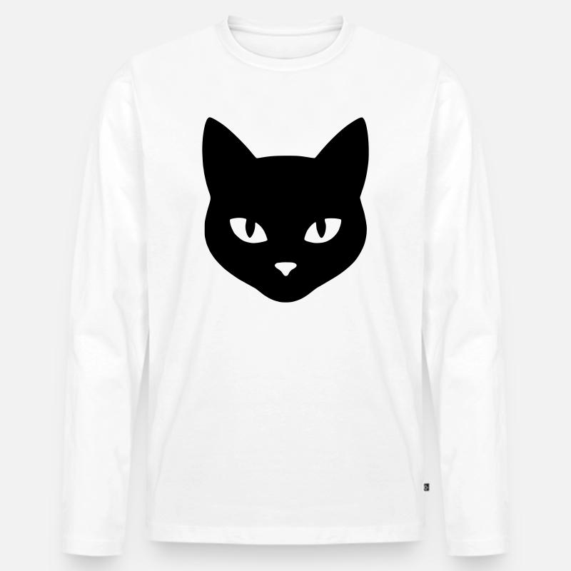 Tête_de_chat - Männer Premium Bio Langarmshirt - Weiß