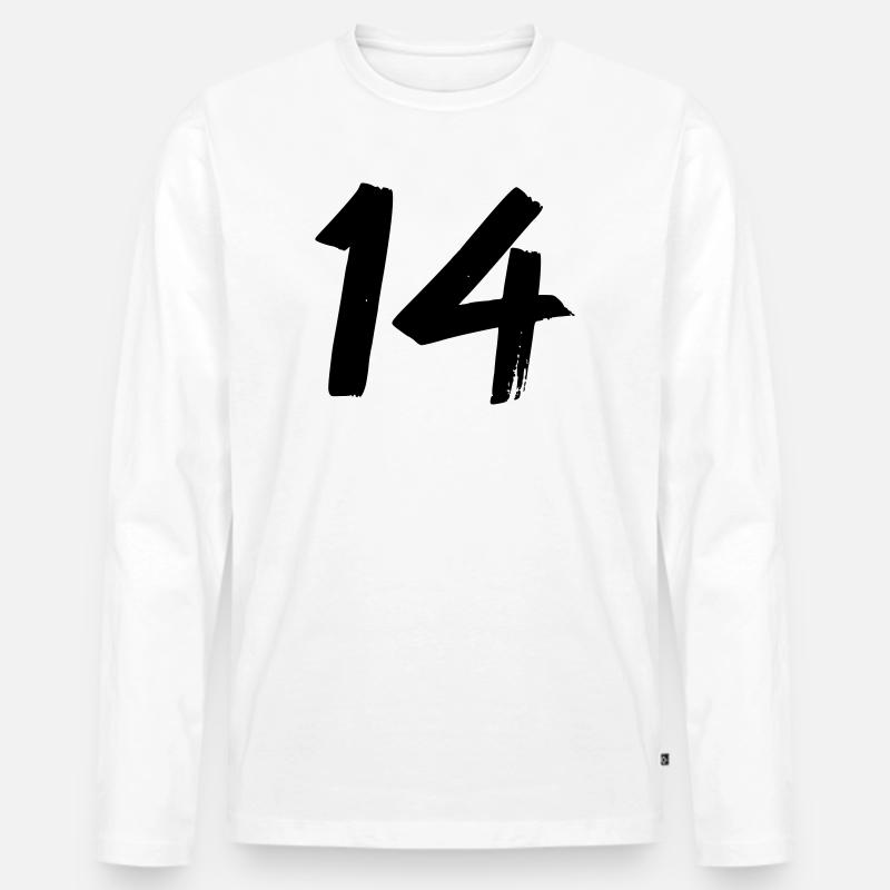 14 - Männer Premium Bio Langarmshirt - Weiß