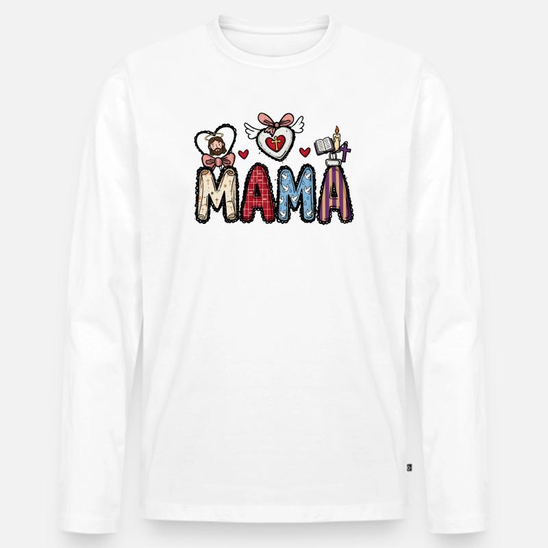 Glaubevolle Mama Herzkunst - Männer Premium Bio Langarmshirt - Weiß