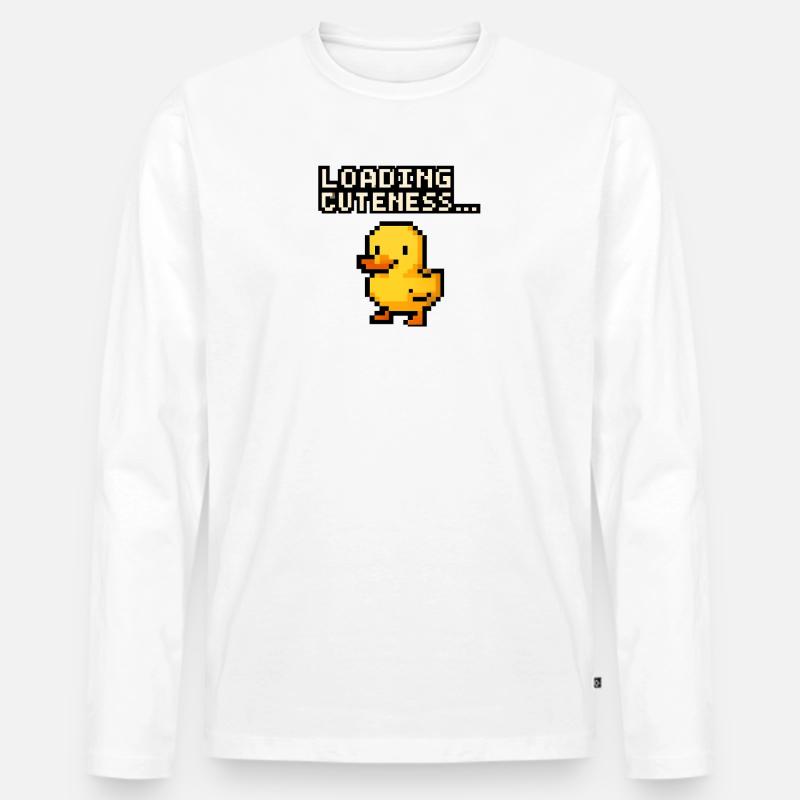 pixel Ente loading cuteness - Männer Premium Bio Langarmshirt - Weiß