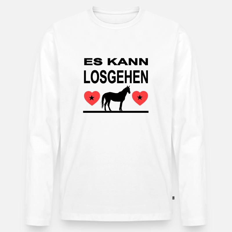 Pferde - Männer Premium Bio Langarmshirt - Weiß
