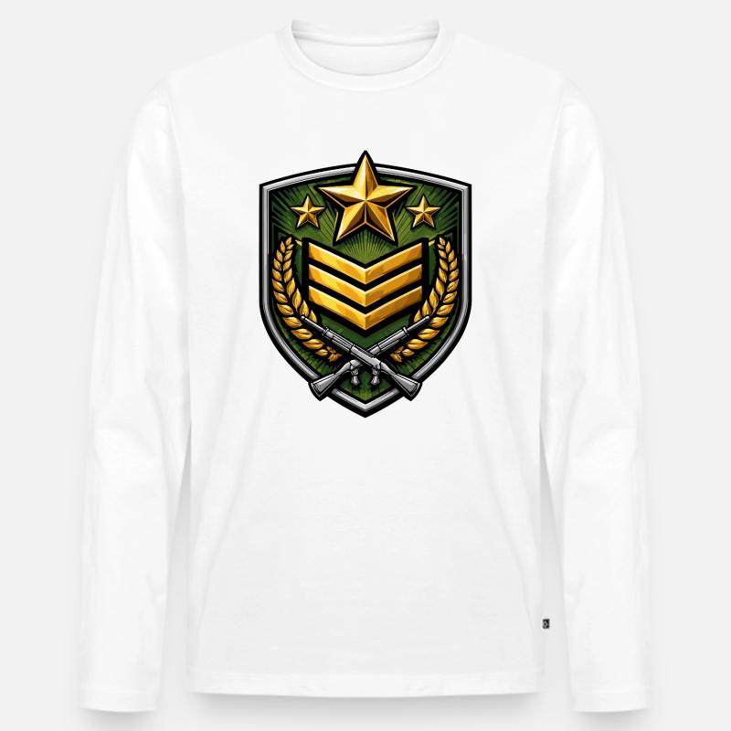 Wappen Schild mit Gewehren - Männer Premium Bio Langarmshirt - Weiß