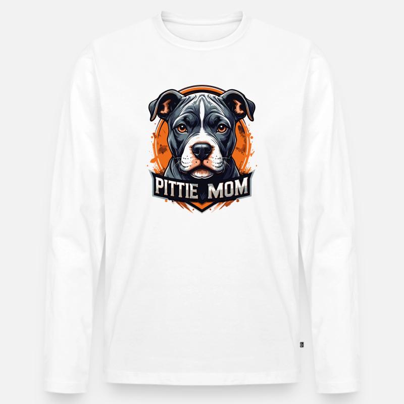 Pittie Mom Pitbull Art - Männer Premium Bio Langarmshirt - Weiß