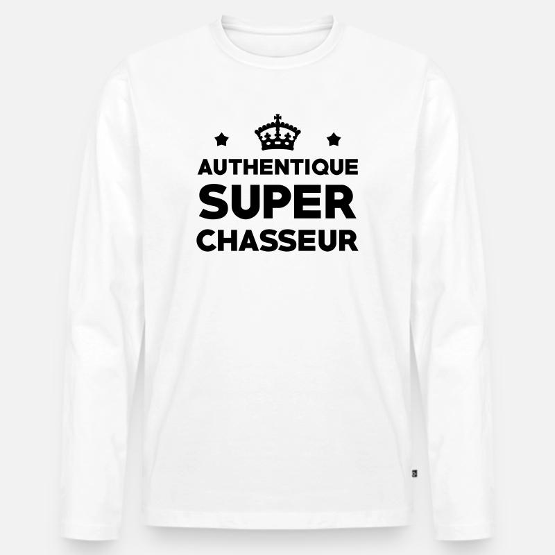 Authentischer Super Hunter - Männer Premium Bio Langarmshirt - Weiß