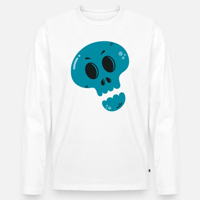 Geschmolzener Blauer Schädel - Männer Premium Bio Langarmshirt - Weiß
