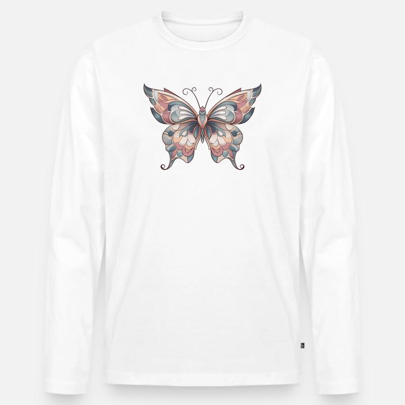 farfalla - Maglia a manica lunga ecologica premium da uomo - bianco