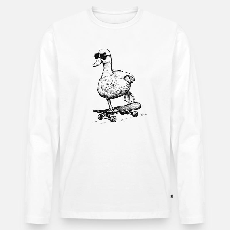 Skater Ente - Männer Premium Bio Langarmshirt - Weiß