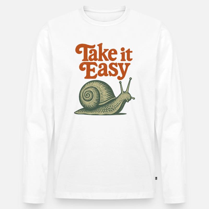 Nimm es locker Snail Retro - Männer Premium Bio Langarmshirt - Weiß