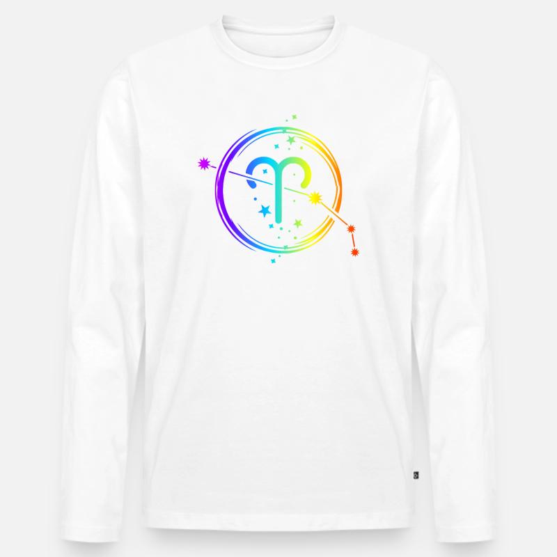 Widder-Horoskop, Tierkreiszeichen und Astrologie - Männer Premium Bio Langarmshirt - Weiß