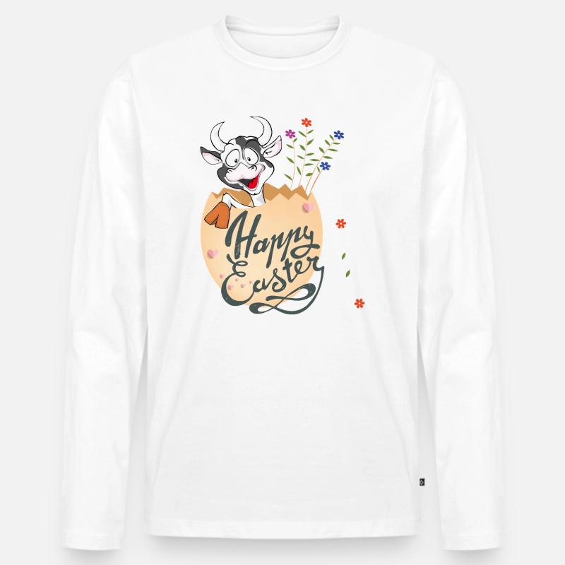 Happy easter - Männer Premium Bio Langarmshirt - Weiß