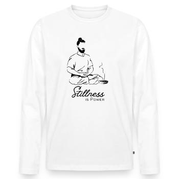 Stillness is Power - Men's Premium Organic Long Sleeve Shirt - white - Front - Nico (187cm)