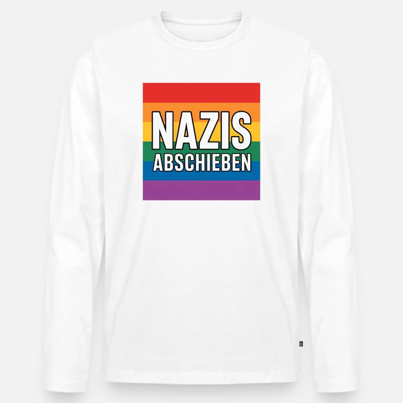 Nazis Abschieben - Antifa Tee - Männer Premium Bio Langarmshirt - Weiß