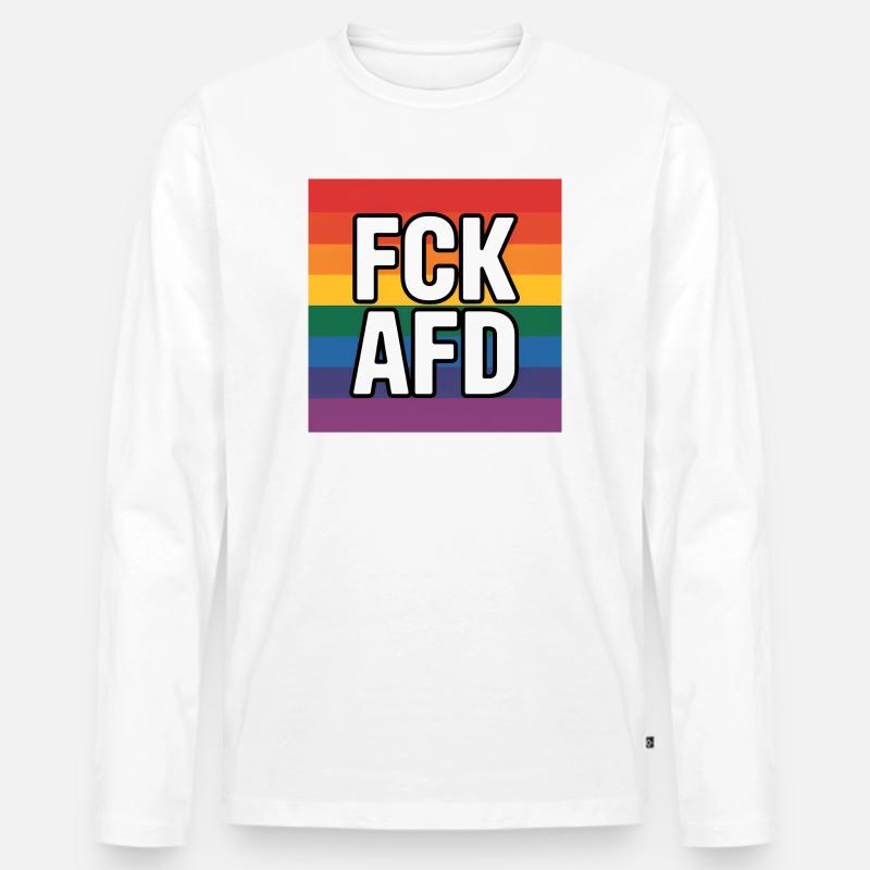 FCK AFD - Antifa Tee - Männer Premium Bio Langarmshirt - Weiß