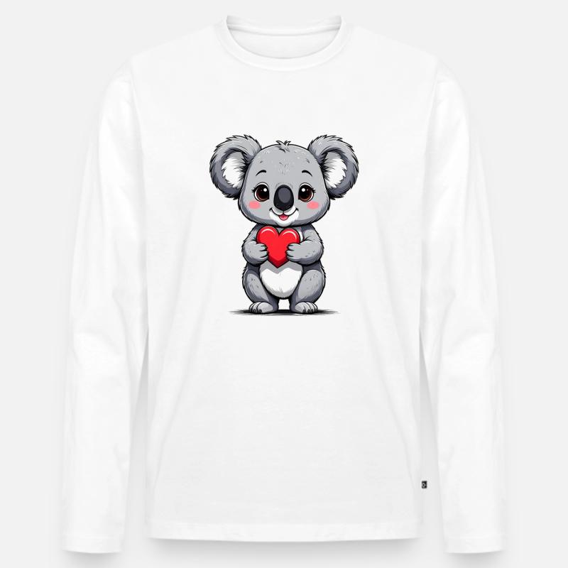 Koala mit Herz - Männer Premium Bio Langarmshirt - Weiß