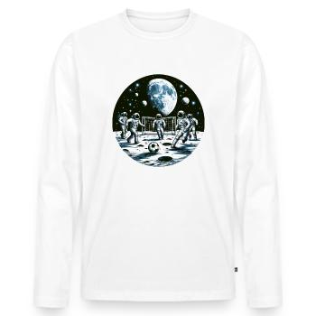Mondfußball: Astronauten im Orbit - Männer Premium Bio Langarmshirt - Weiß - Vorne - Nico (187cm)