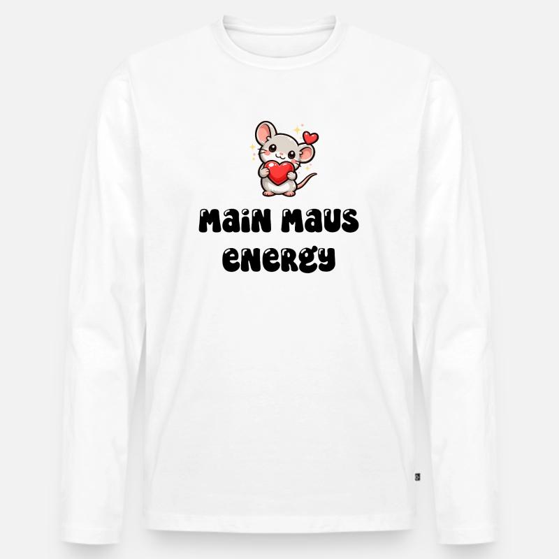 Main Maus Energy - Männer Premium Bio Langarmshirt - Weiß