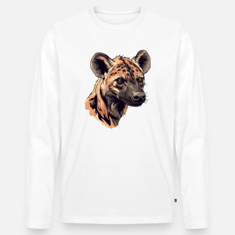 Kräftiges Hyänenporträt Illustration - Männer Premium Bio Langarmshirt - Weiß
