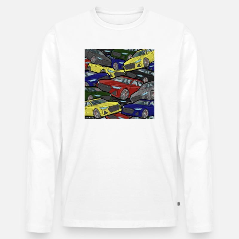 Kaleidoskop Autos Farbexplosion - Männer Premium Bio Langarmshirt - Weiß